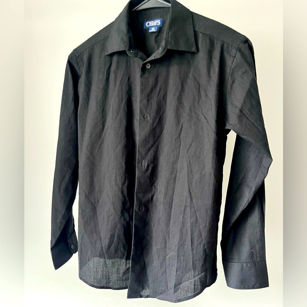 Boys Chaps Black Dress shirt SZ M 10/12